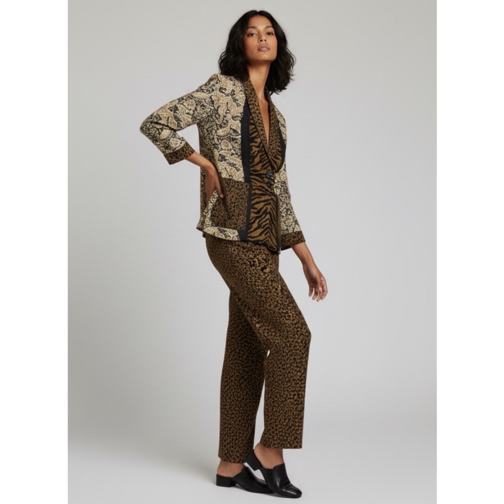 Vintage Carole Little 2 Pc Pant Suit Animal Print Pants Size 4 6 Rare